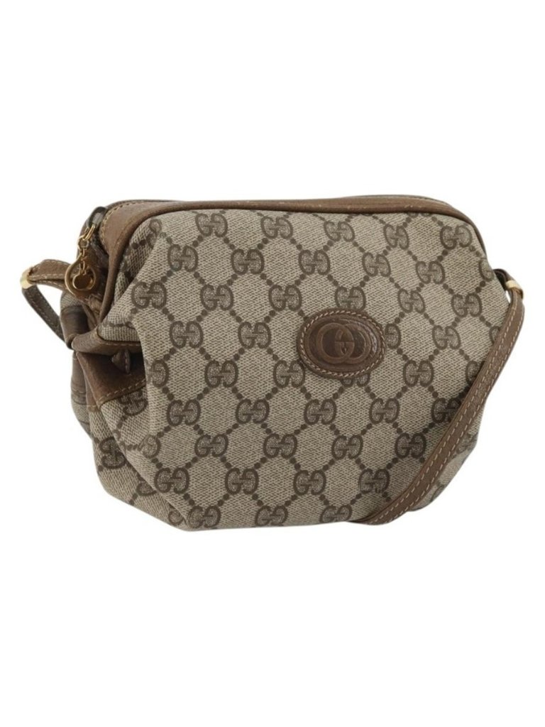 Authentic Gucci Gg Supreme Shoulder Bag Pvc Beige Gold 007 37 5770